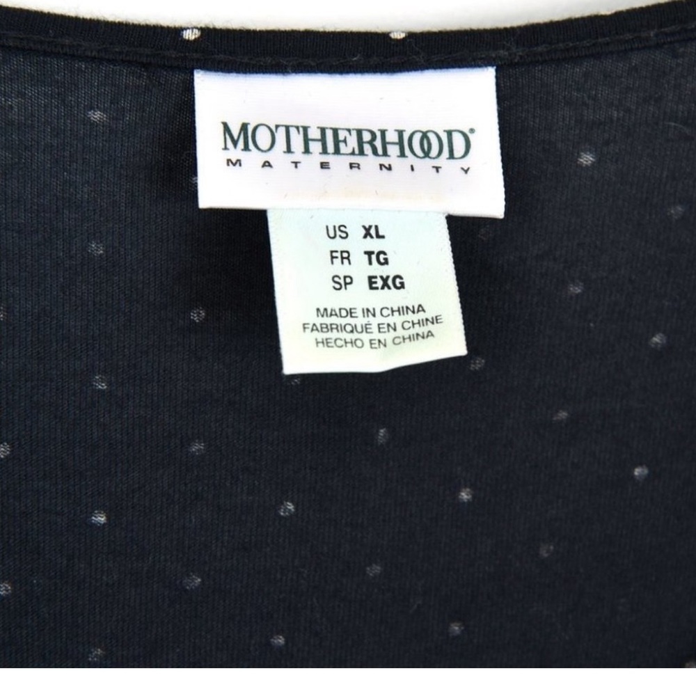 Motherhood Maternity Black Long Sleeve Polka Dot Tie Wrap Midi Dress Sz XL - Picture 2 of 3